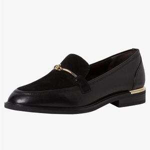 Tamari’s Women’s Moccasins Black Leather Loafers with Gold Accent Sz 8